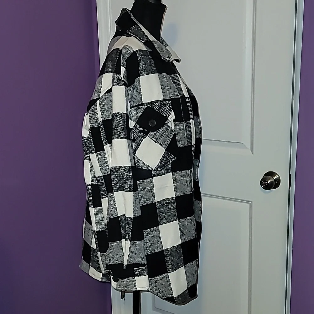 RDI Black and White Plaid Utility Jacket Sz: M